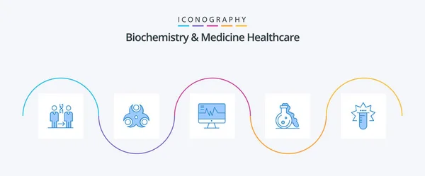 Biochemistry Medicine Healthcare Blue Icon Pack Including Tube Test Health — Stock Vector