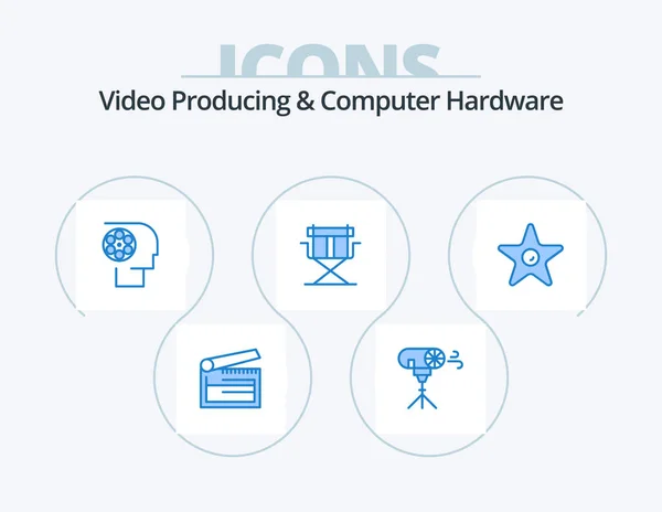 Video Producing Computer Hardware Blue Icon Pack Icon Design Foldable — Stock Vector
