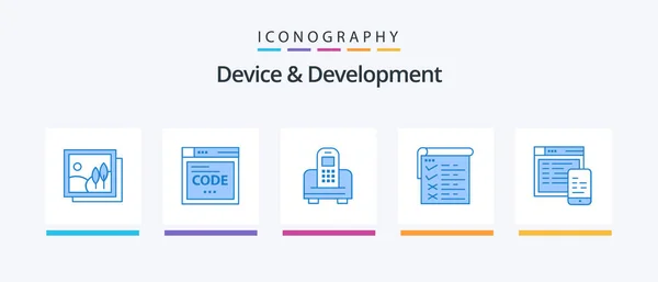 Device Development Blue Icon Pack Including Design Device Report Checklist — Stock Vector