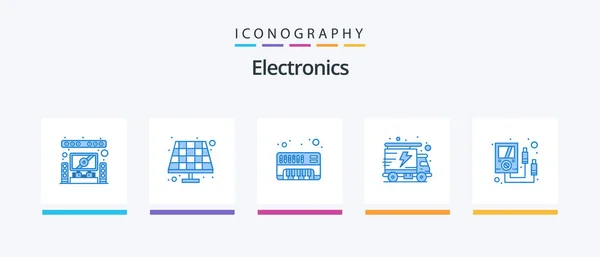 Electronics Blue Icon Pack Including Meter Electronic Electronics Truck Creative — Archivo Imágenes Vectoriales