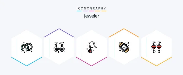 Jewellery Filledline Icon Pack Including Fashion Dangling Earrings — Archivo Imágenes Vectoriales