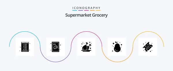 Grocery Glyph Icon Pack Including Food Fresh Leg Pear Fruit — Stock vektor