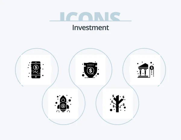 Investment Glyph Icon Pack Icon Design Money Dollar Investment Bank — Vector de stock