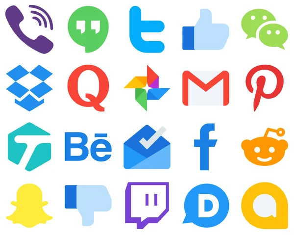 Material Design Flat Social Media Icons Pinterest Email Wechat Gmail — стоковый вектор
