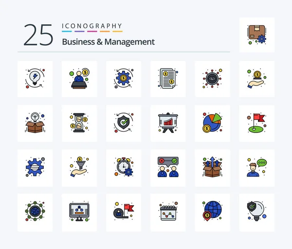 Business Management Line Filled Icon Pack Including Vision Eye Money — Wektor stockowy