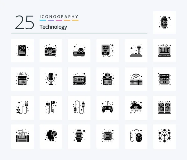 Technology Solid Glyph Icon Pack Including Smart Technology Game Beamer — 图库矢量图片