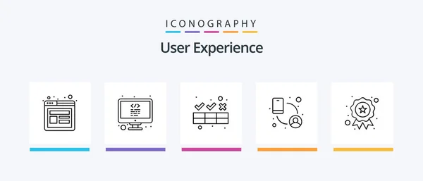 User Experience Line Icon Pack Including Computer Data Cleaner Chart — Stok Vektör