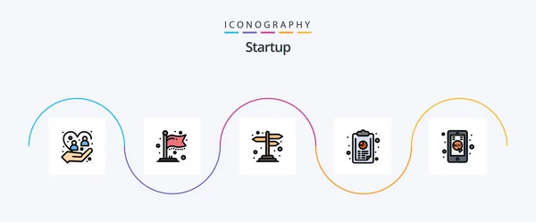 Startup Line Filled Flat Icon Pack Including Commerce Graph Direction — 图库矢量图片