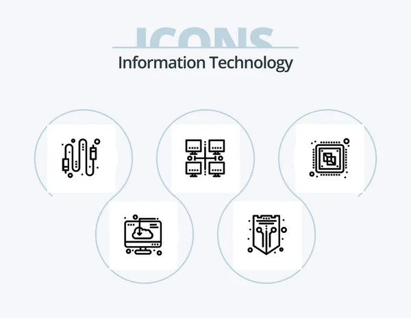 Information Technology Line Icon Pack Icon Design Download Cloud Point — Image vectorielle
