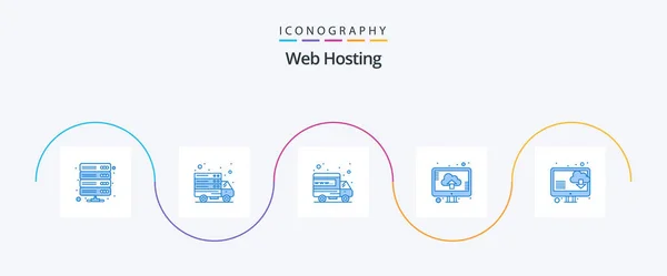 Web Hosting Blue Icon Pack Including Cloud Storage Web Server — Vettoriale Stock