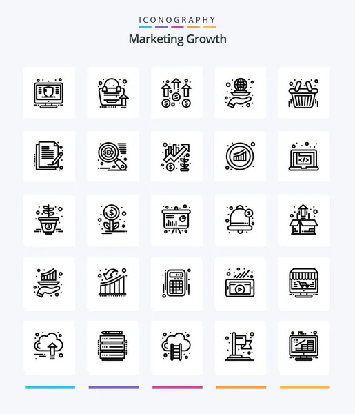 Creative Marketing Growth Outline Icon Pack Marketing Icon Grid Growth — Wektor stockowy
