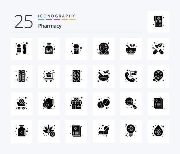 Pharmacy Solid Glyph Icon Pack Including Alternative Pharmacy Pharmacy Medicine — 图库矢量图片