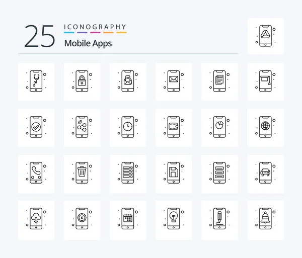 Mobile Apps Line Icon Pack Including Email Message Mobile App — Archivo Imágenes Vectoriales
