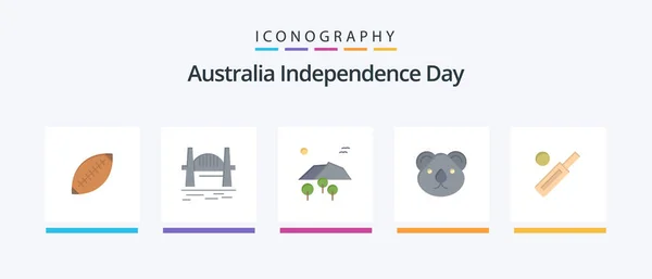 Australia Independence Day Flat Icon Pack Including Australia Birds Bridge — Stok Vektör
