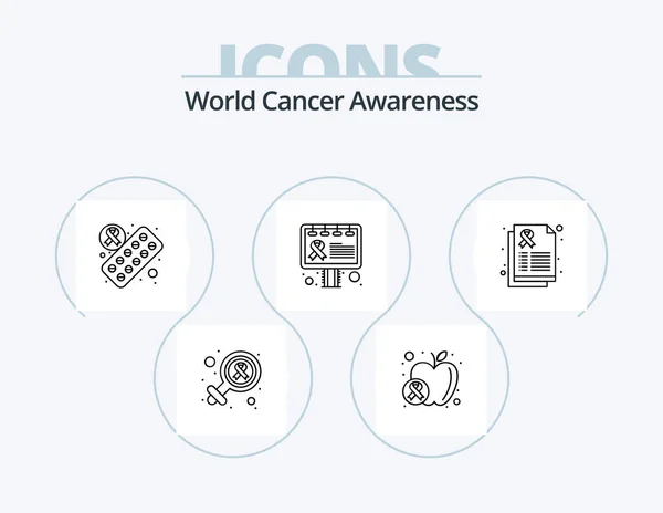 World Cancer Awareness Line Icon Pack Icon Design Health Sign — Stock Vector