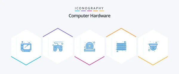 Computer Hardware Blue Icon Pack Including Web Camera Quality Cam — Stockvector