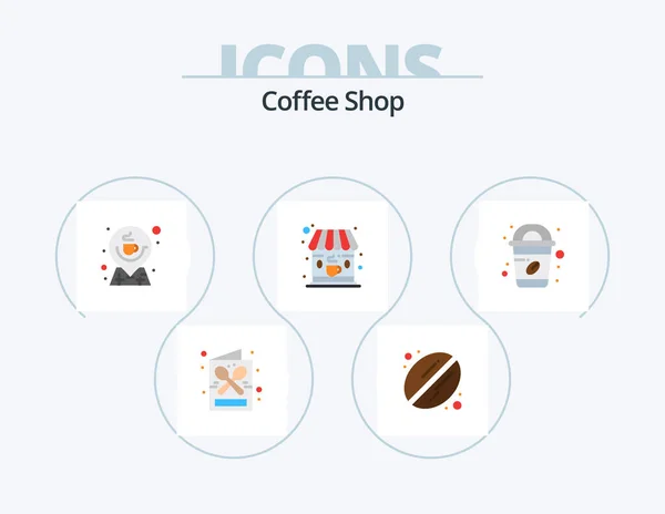 Coffee Shop Flat Icon Pack Icon Design Cup Shop Coffee — Stock Vector