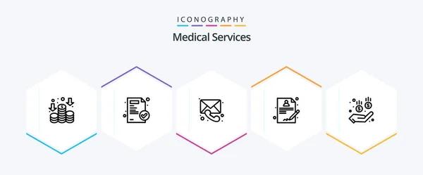 Medical Services Line Icon Pack Including Money Call Safe Doctor — Stockvector