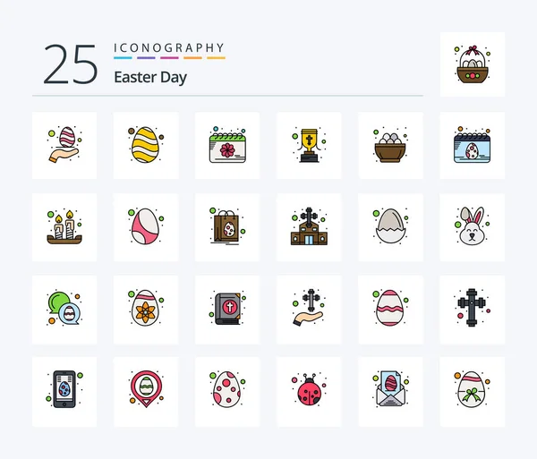 Easter Line Filled Icon Pack Including Celebration Christian Cross Calendar — Stock vektor