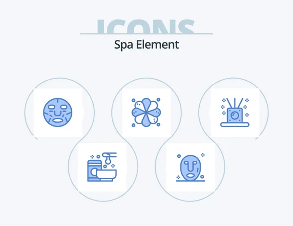 Spa Element Blue Icon Pack 5アイコンデザイン リラックスして 要素だ 美しさ ウェルネス — ストックベクタ