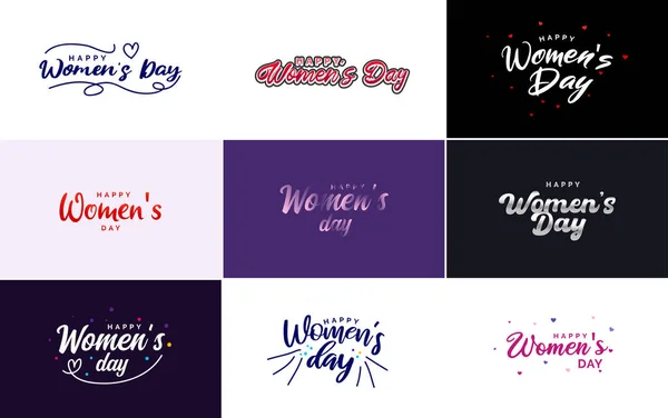 Set Cards International Women Day Logo Bright Colorful Design — Stockvector