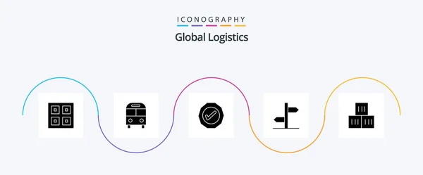 Global Logistics Glyph Icon Pack Including Sign Logistic Logistic Direction — стоковый вектор