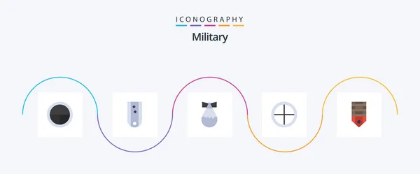 Military Flat Icon Pack Including Badge Soldier Striped Military Army — Stok Vektör