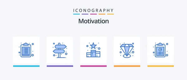 Motivation Blue Icon Pack Including Clipboard Position Value Able Premium — Stock Vector