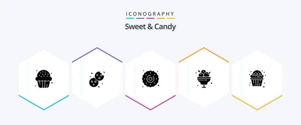 Sweet Candy Glyph Icon Pack Including Restaurant Food Food Dessert — Stockvector