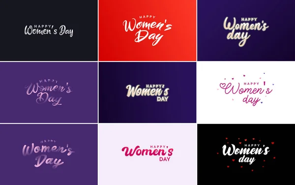 Happy Women Day Design Realistic Illustration Bouquet Flowers Banner Reading — Stockový vektor