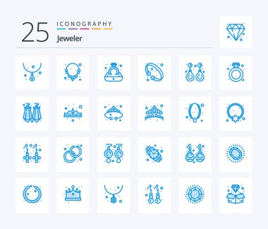 Jewellery 25 Blue Color icon pack including valuable. gemstone. bangle. fashion. luxury