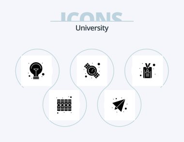 University Glyph Icon Pack 5 Icon Design. id. bulb. watch. hand watch
