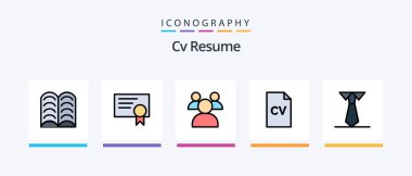 Cv Resume Line Filled 5 Icon Pack Including teachers. education . message. high school. Creative Icons Design