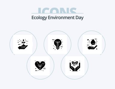 Ecology Glyph Icon Pack 5 Icon Design. leaf. eco. plant. bulb. green