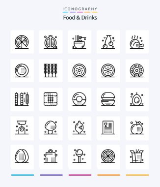 Creative Food & Drinks 25 OutLine icon pack  Such As cooking. fruit. cooking. food. snack