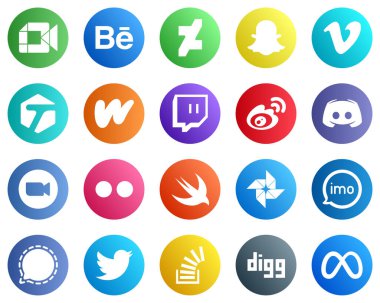 20 Essential Social Media Icons such as message. tagged. china and weibo icons. Fully editable and professional