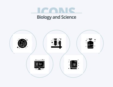 Biology Glyph Icon Pack 5 Icon Design. plant. bottle. cell. homeopathy. herbal pharmacy