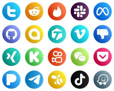 20 Essential Social Media Icons such as kuaishou. kickstarter. google allo. xing and dislike icons. Fully editable and unique