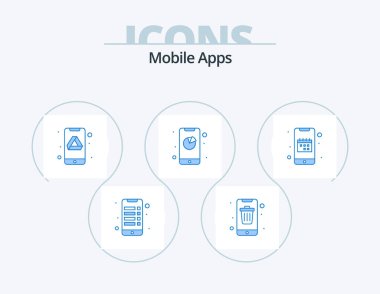 Mobile Apps Blue Icon Pack 5 Icon Design. agenda. interaction. smartphone. app. app