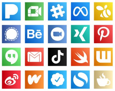 20 Social Media Icons for Your Designs such as pinterest. signal. meeting and zoom icons. Modern and minimalist