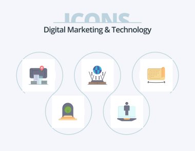 Digital Marketing And Technology Flat Icon Pack 5 Icon Design. mobile. router. service. globe. audmented