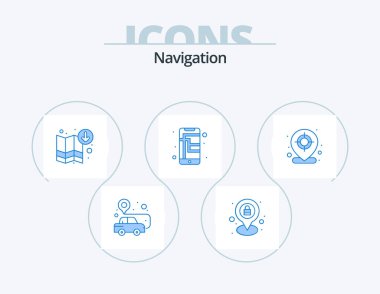 Navigation Blue Icon Pack 5 Icon Design. location. street map. arrow. phone. map