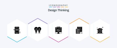 Design Thinking 25 Glyph icon pack including email. document. pencil. cv. user