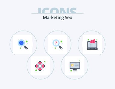 Marketing Seo Flat Icon Pack 5 Icon Design. lcd ranking. search. global. question. faq