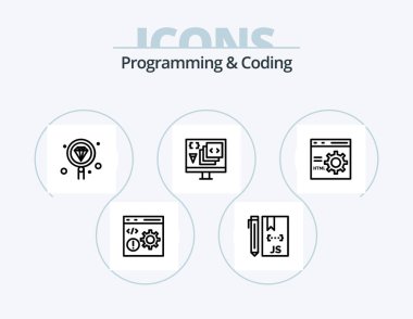 Programming And Coding Line Icon Pack 5 Icon Design. develop. code. development. development