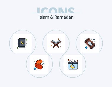 Islam And Ramadan Line Filled Icon Pack 5 Icon Design. calendar. muslim. fasting. islam. art