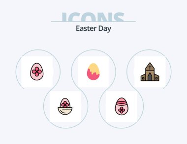 Easter Line Filled Icon Pack 5 Icon Design. easter. candle. easter. cross. house