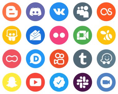 20 Fresh White Icons peanut. lastfm. video and yahoo Flat Circle Backgrounds