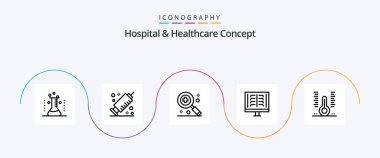 Hospital and Healthcare Concept Line 5 Icon Pack Including healthcare. xray. healthcare. ribs. radiology