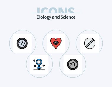 Biology Line Filled Icon Pack 5 Icon Design. research. chemistry. lab. biology. eye